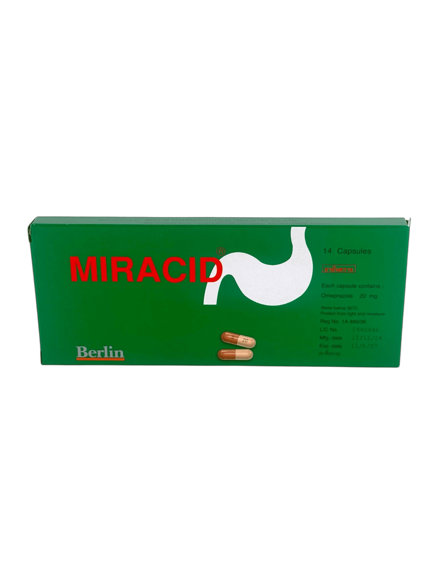 Miracid 20mg (กล่อง 1x14's)