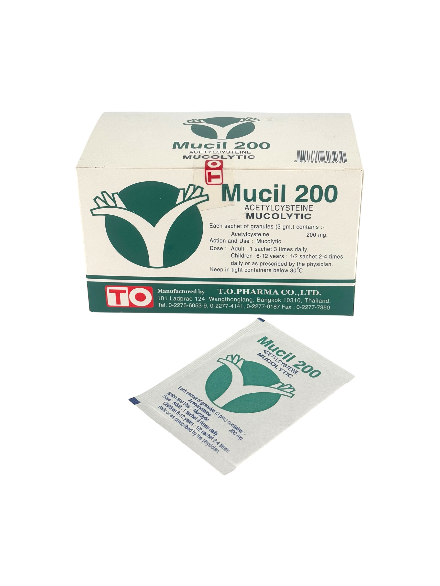 Mucil 200mg เขียว (3g x 30ซอง) TO