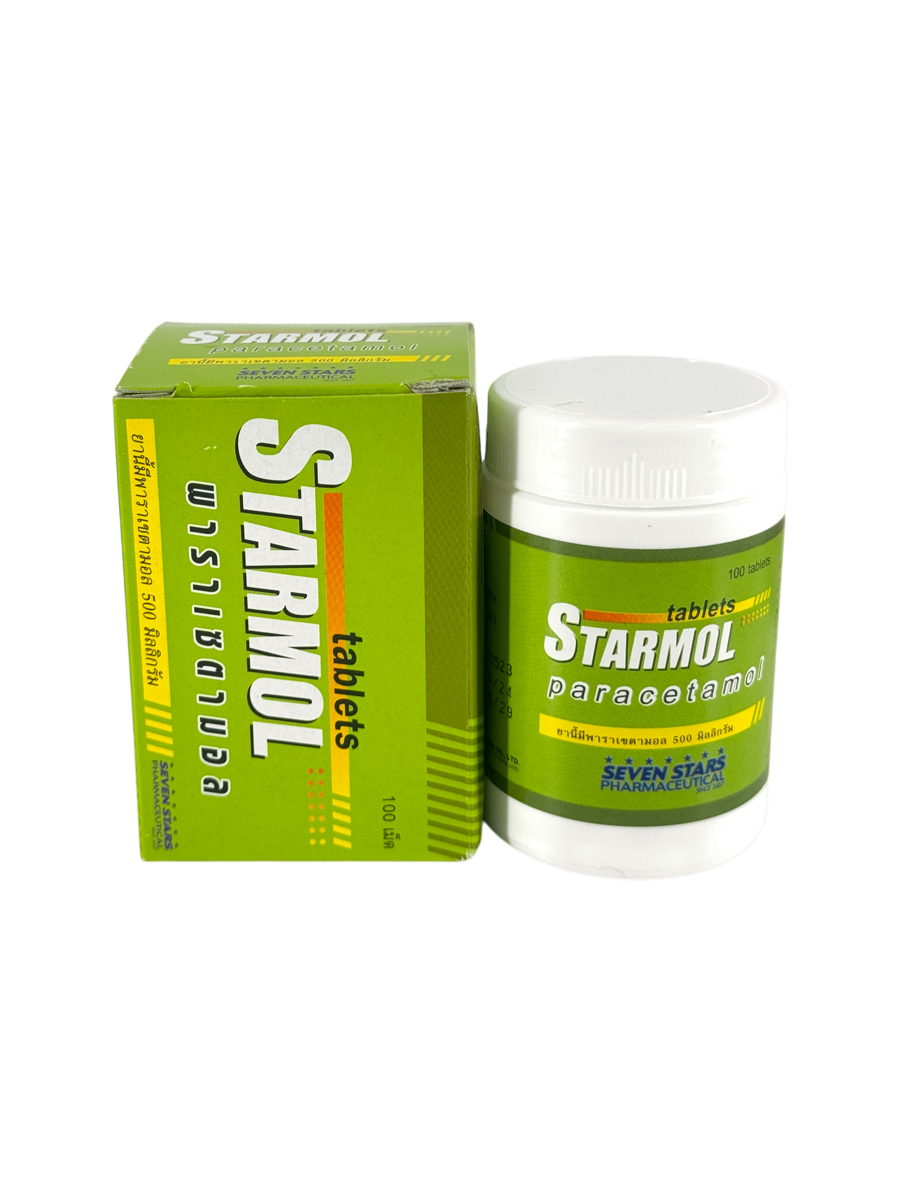 Starmol 500mg (ขาวรี) กระปุก 100's