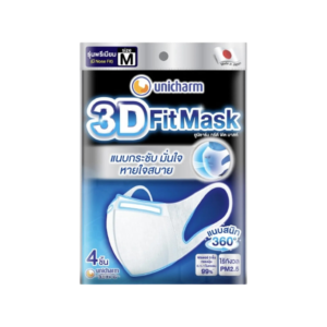 UNICHARM 3D MASK ผู้ใหญ่ M (ซอง 4 ชิ้น)น้ำเงิน